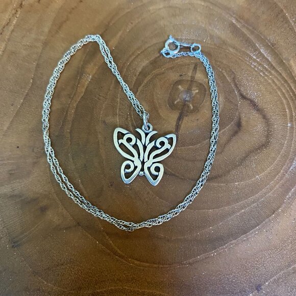 RETIRED James Avery Lacewing Butterfly Necklace, Sterling Silver - Picture 1 of 3